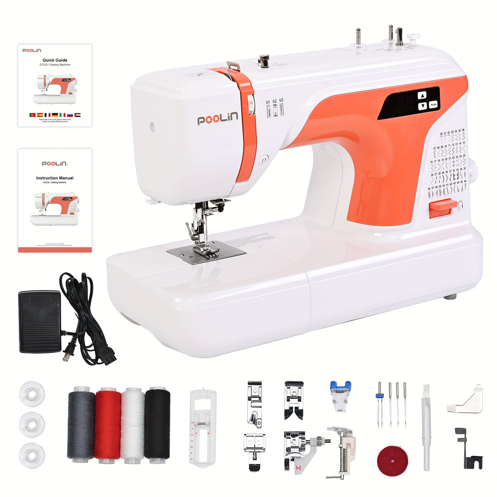 Electronic Sewing Machine, Heavy Duty 100 Stitches, 6 Presser Feet, Reverse Stitching Come